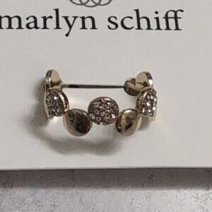NWT Marlyn Schiff Gold Tone Pave Stone Disc Hoop Ring Adjustable Jewelry